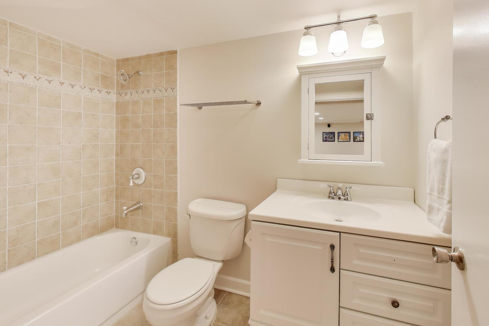 909 Locust Road Wilmette, IL 60091 - Photo 36 of 45 a bathroom with a sink a toilet and shower
