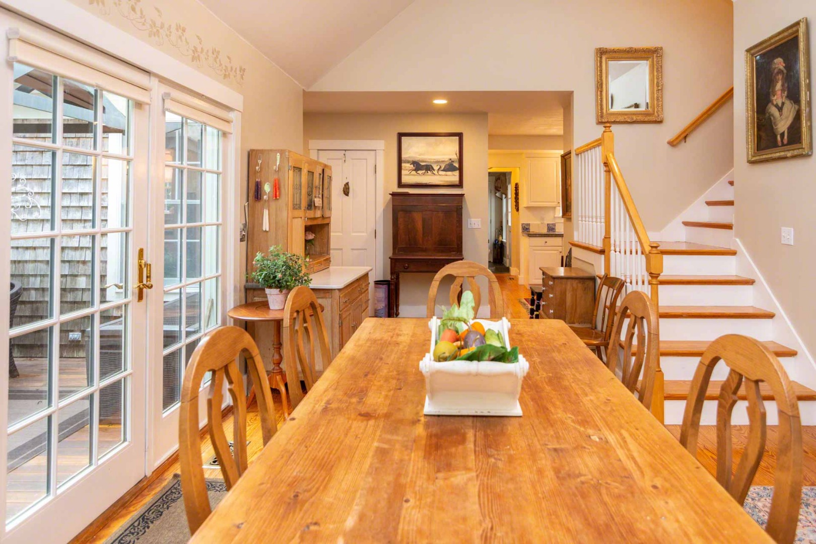14 Bold Meadow Road Edgartown, MA 02539 - Photo 9 of 37 Open Dining Room Has Vaulted Ceilings and Double French Doors Leading to Deck and Backyard
