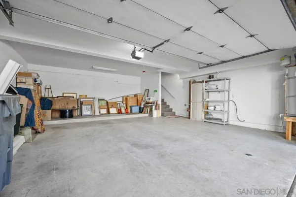 a view of a garage with furniture