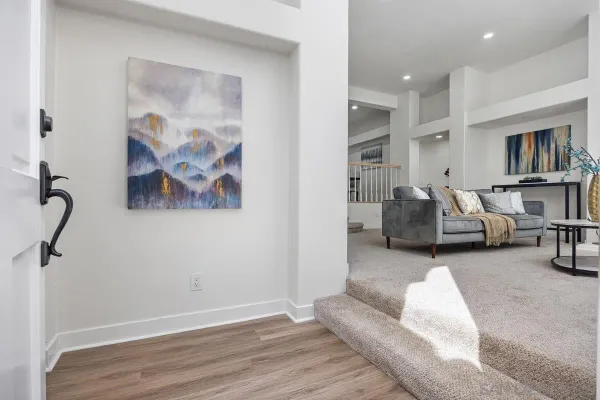 a living room with furniture and a couch