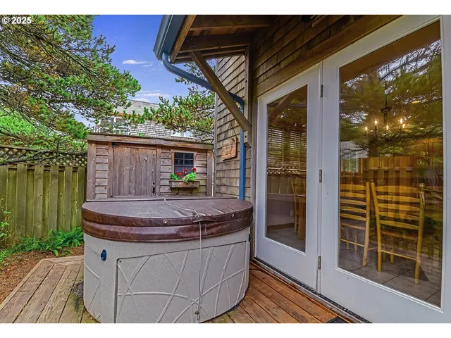 a view of a wooden door