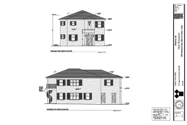 a black white and white building with a bench