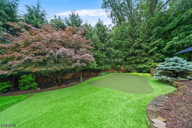 a view of a backyard with a small cabin