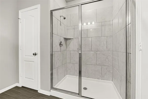 a bathroom with a shower