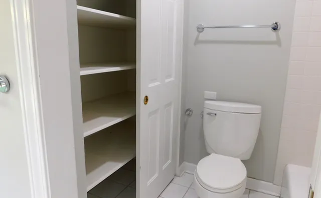 a white toilet sitting next to a shower