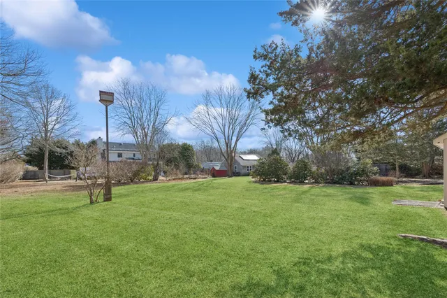 a view of backyard with green space