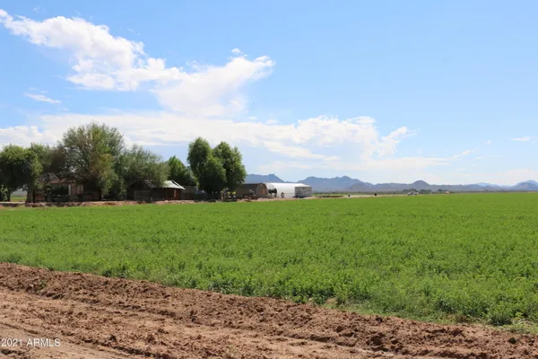 a view of a green field with wooden fence