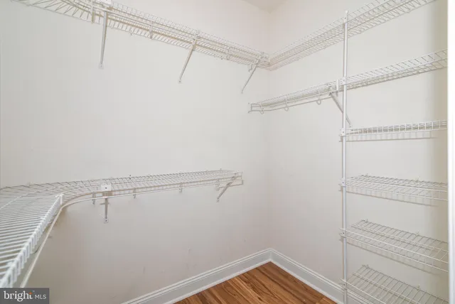 a view of a room with racks on the wall