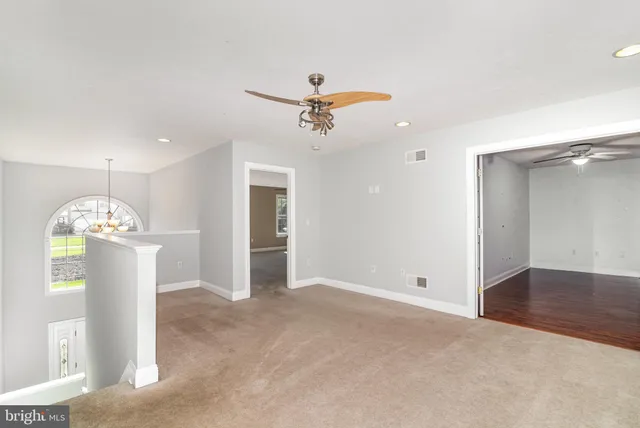 a view of a chandelier in a room