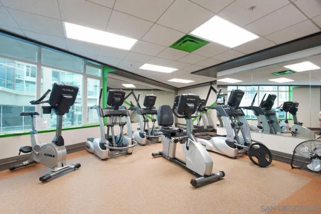 a view of a room with gym equipment