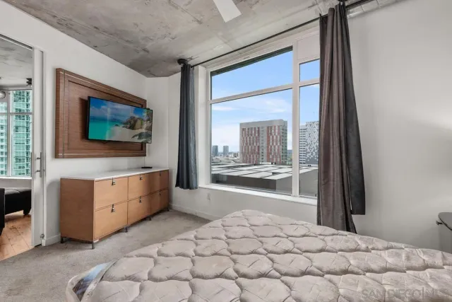 a large white room with a large window