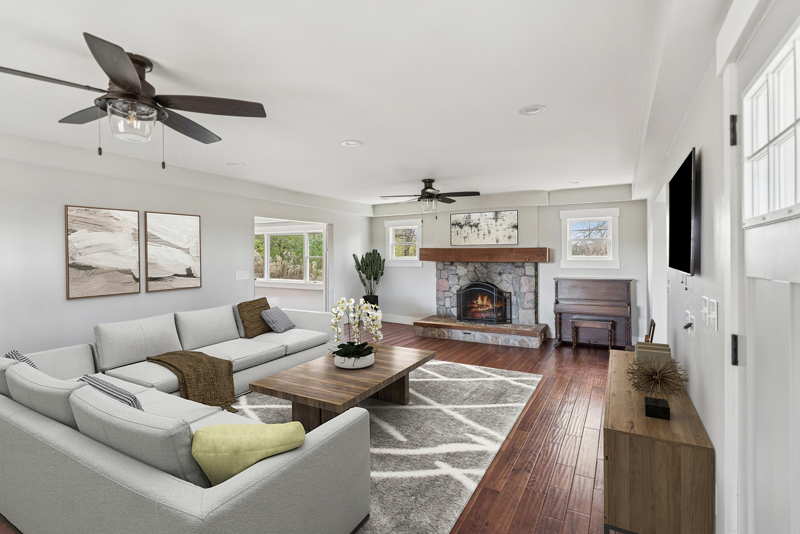 580 North Cedar Lake Road Lake Villa, IL 60046 - Photo 4 of 44 a living room with furniture and a fireplace