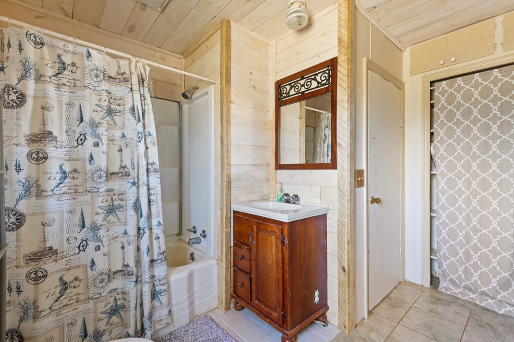 4170 Old Highway 5 Blue Ridge, GA 30513 - Photo 24 of 29 a bathroom with a shower a mirror and a sink
