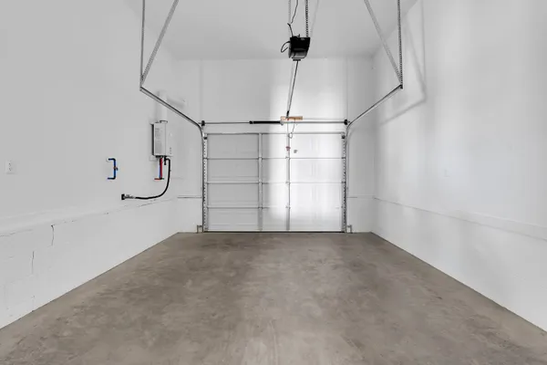 a view of a room with racks on the wall