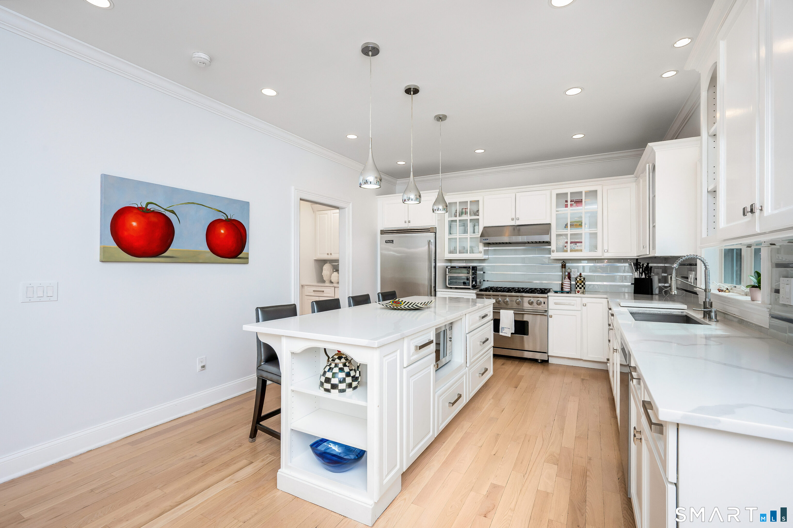 34 Intervale Road Darien, CT 06820 - Photo 8 of 36 a large kitchen with stainless steel appliances granite countertop a stove oven and a refrigerator