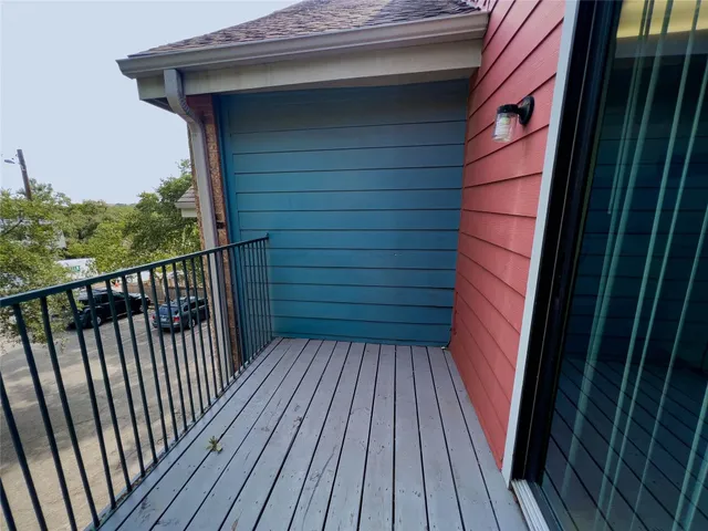 a view of wooden balcony