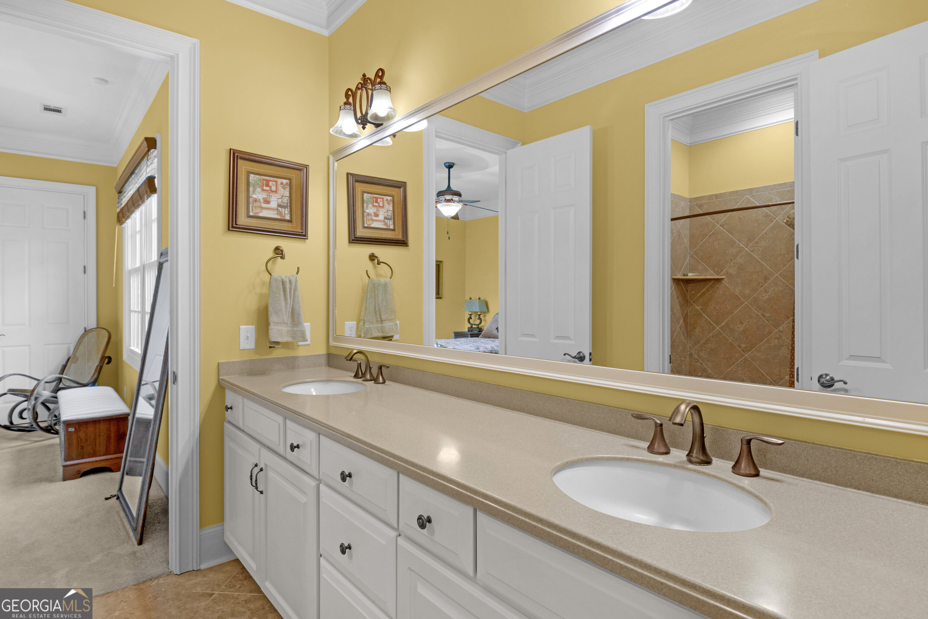 312 Spanton Crescent Pooler, GA 31322 - Photo 32 of 62 a bathroom with a granite countertop sink and a mirror