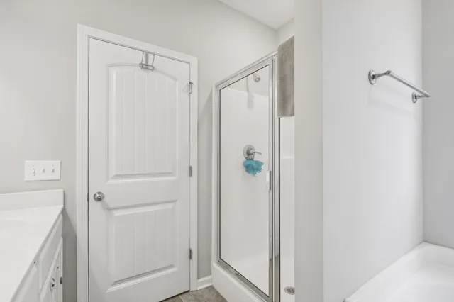 a bathroom with a shower