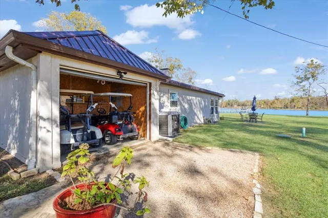 a view of a yard with a slide