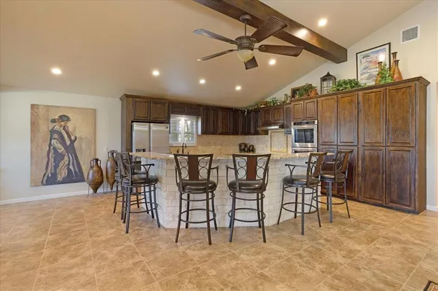 a view of a dining area with furniture