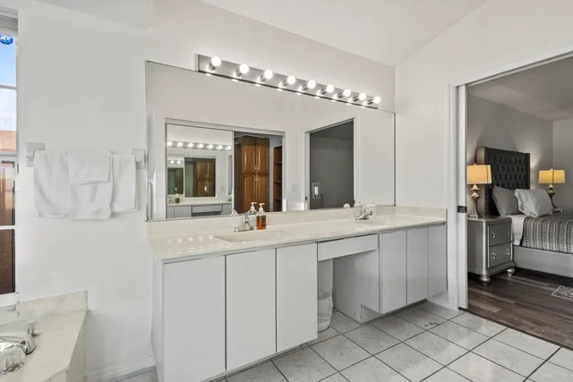 a view of a bathtub in a room