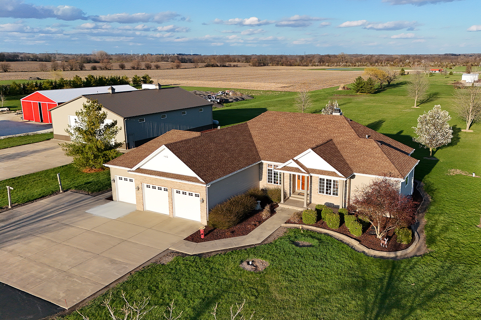 3095 North 5000 Road West Kankakee, IL 60901 - Photo 1 of 75 an aerial view of a house with a garden and lake view