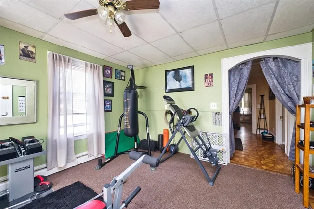 a view of a room with gym equipment