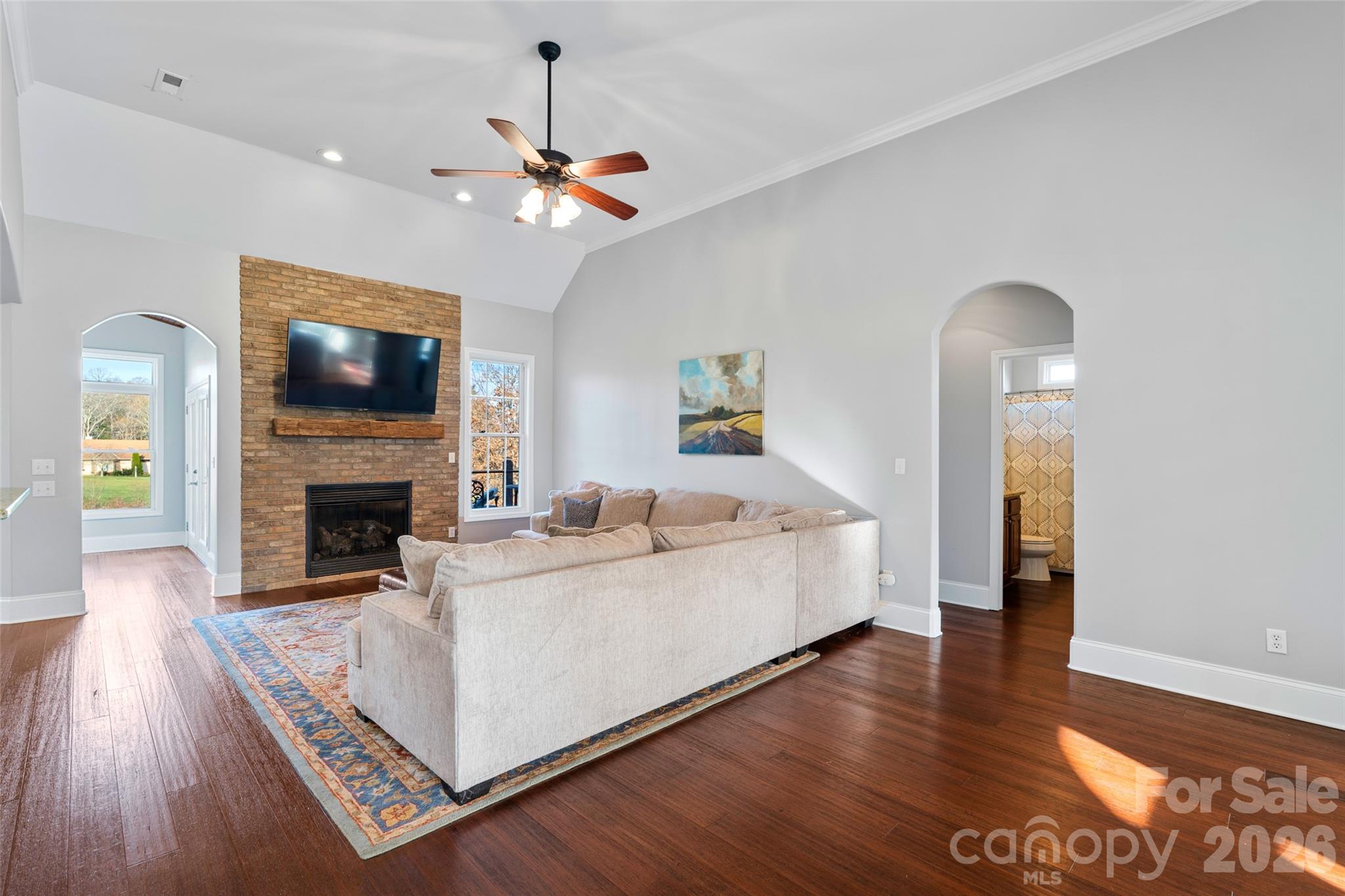 160 Fairway Falls Road Mills River, NC 28759 - Photo 15 of 43 a living room with furniture fireplace and flat screen tv