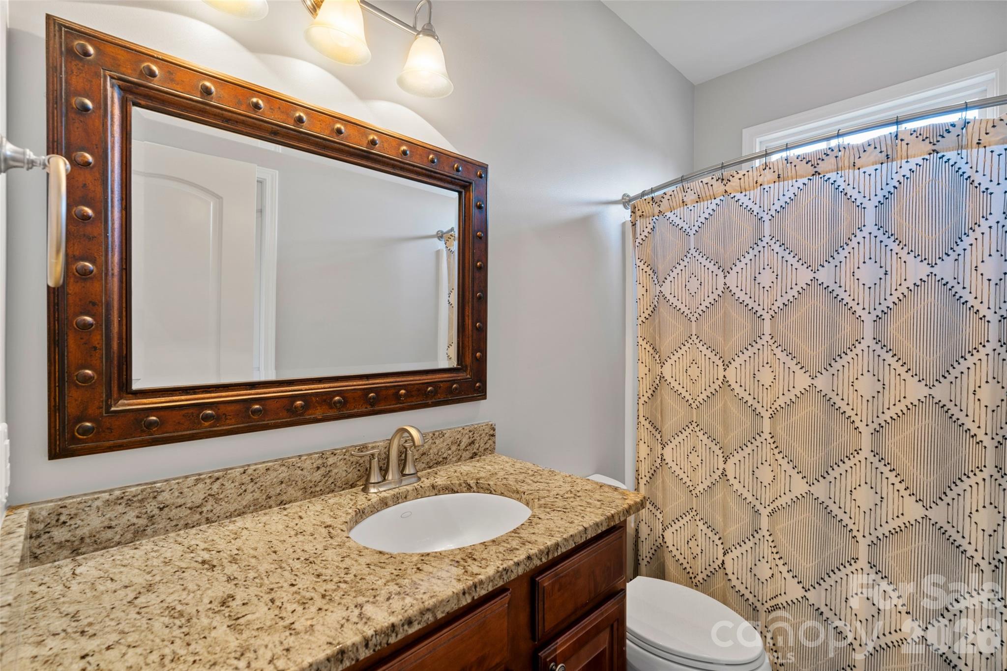 160 Fairway Falls Road Mills River, NC 28759 - Photo 27 of 43 a bathroom with a granite countertop sink and a mirror