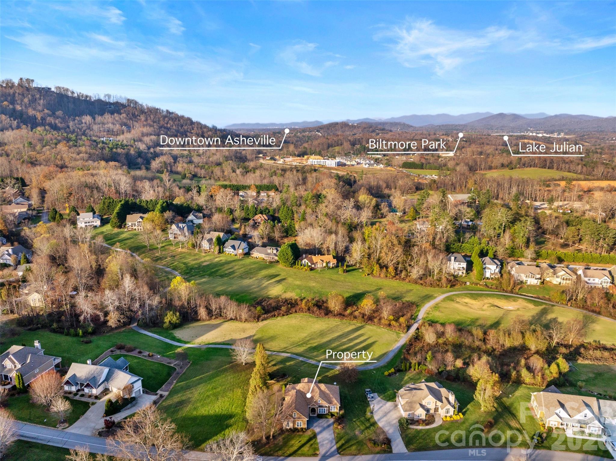 160 Fairway Falls Road Mills River, NC 28759 - Photo 4 of 43 an aerial view of residential houses with outdoor space and trees