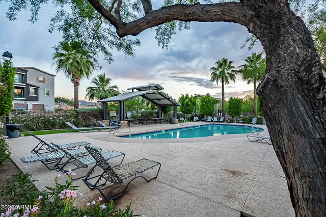 an outdoor view with patio