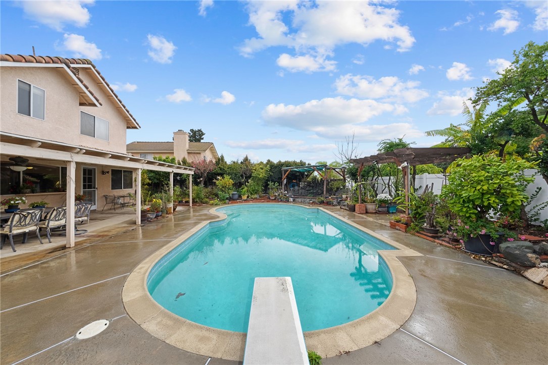 19320 Totem Court Riverside, CA 92508 - Photo 35 of 53 Sparkling in-ground pool with generous deck space, mature landscaping, and covered patio for entertaining.