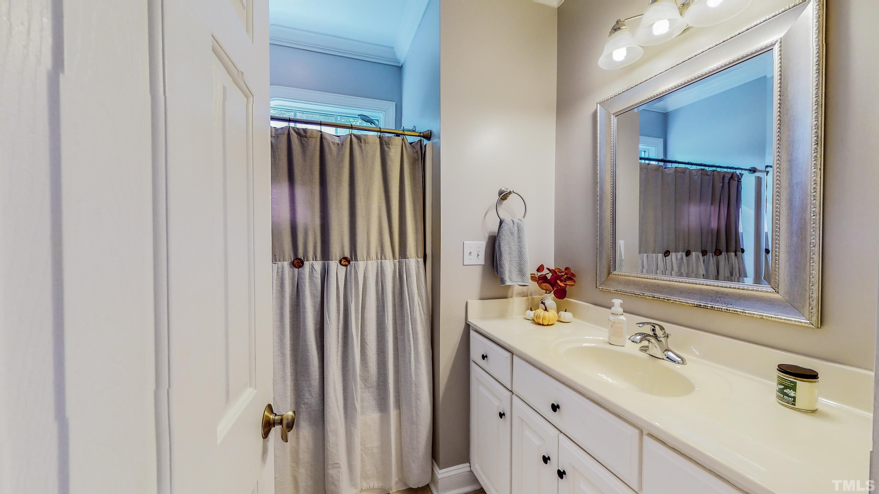 226 Fletcher Ridge Road Timberlake, NC 27583 - Photo 36 of 54 a bathroom with a double vanity sink and a mirror