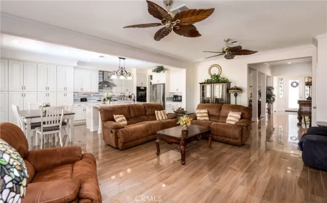 a room with furniture and a large window