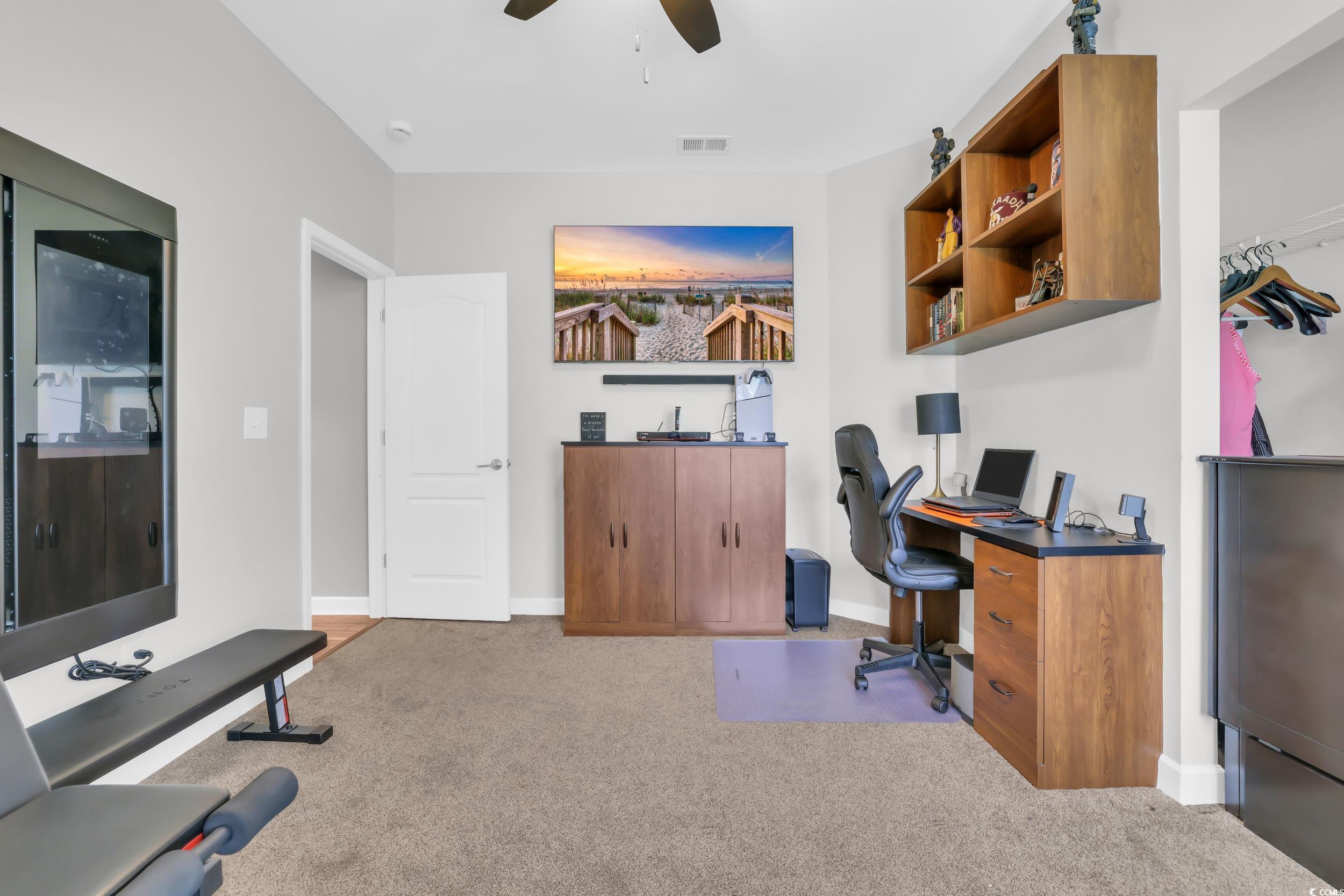 1705 Brookshade Court Conway, SC 29526 - Photo 28 of 40 Office area featuring light colored carpet and a ceiling fan
