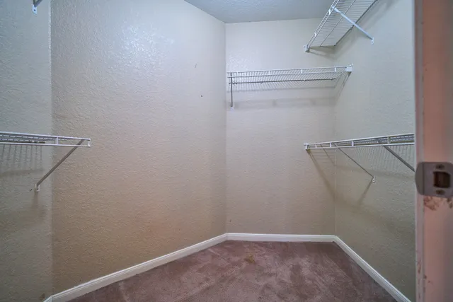 a view of a room with racks on the wall