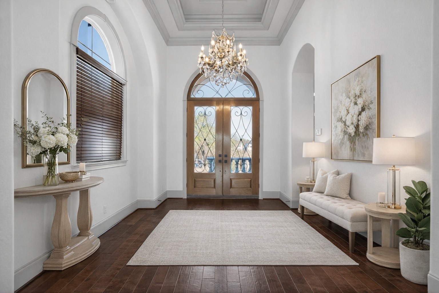 12349 Tramonto Conroe, TX 77304 - Photo 11 of 50 a living room with furniture and a chandelier