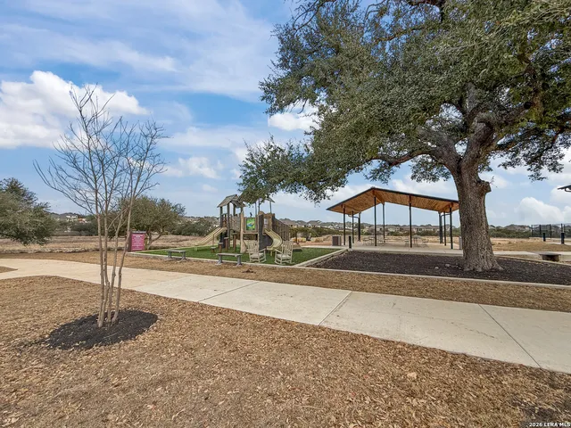 a view of a street with a tree in the background
