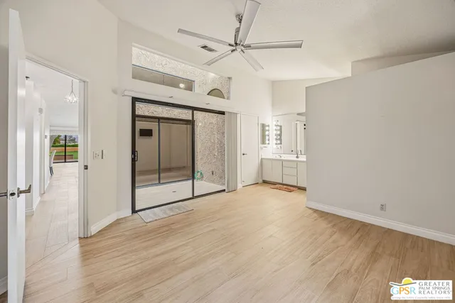 a view of an empty walk in closet