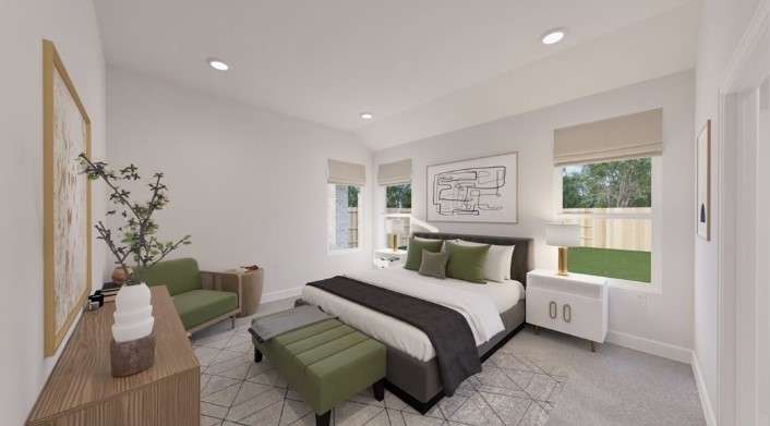 5718 Goosander Land Drive Baytown, TX 77521 - Photo 16 of 17 a bedroom with a bed and a painting on the wall