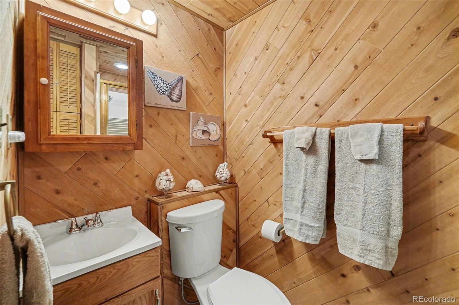 9780 South Warhawk Road Conifer, CO 80433 - Photo 30 of 44 a white toilet sitting next to a bathroom sink