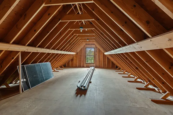 a view of an empty room with stairs