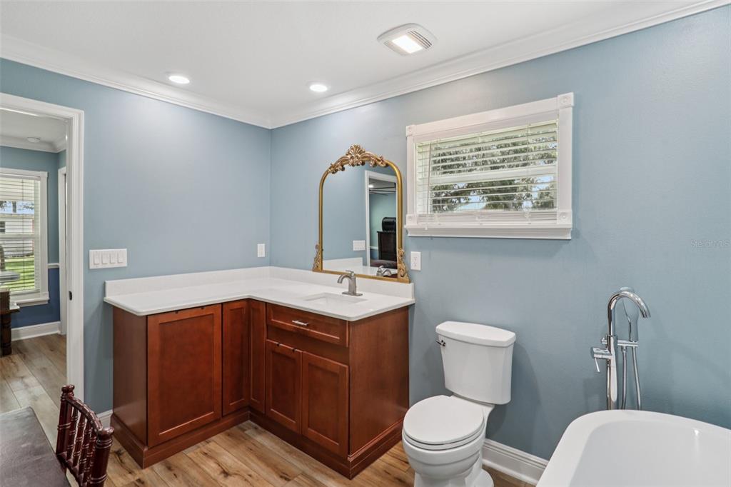 40535 Louise Road Umatilla, FL 32784 - Photo 15 of 38 a bathroom with a toilet a sink and mirror
