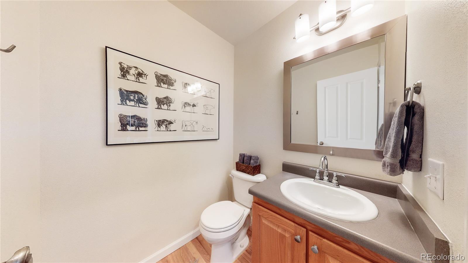 4841 Tarcoola Lane Highlands Ranch, CO 80130 - Photo 13 of 39 a bathroom with a toilet sink and mirror
