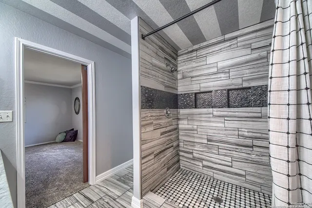 a bathroom with a shower