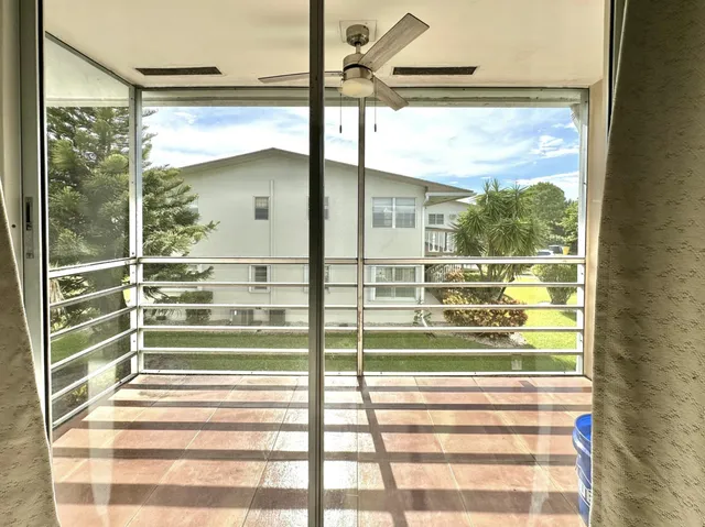 a view of a glass door with a glass door