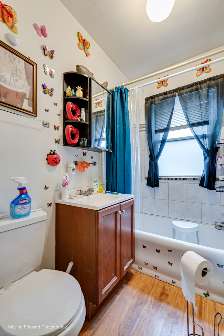 8213 South Indiana Avenue Chicago, IL 60619 - Photo 17 of 25 a bathroom with a sink mirror vanity and toilet