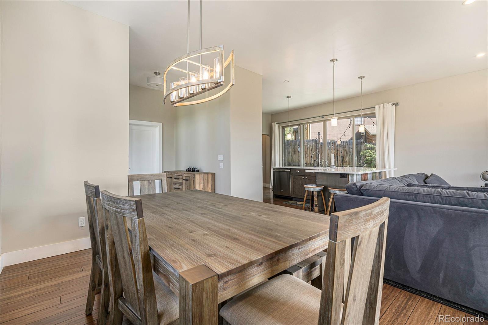 4650 Forest Hill Road Evergreen, CO 80439 - Photo 7 of 36 a view of a dining room with furniture window and wooden floor