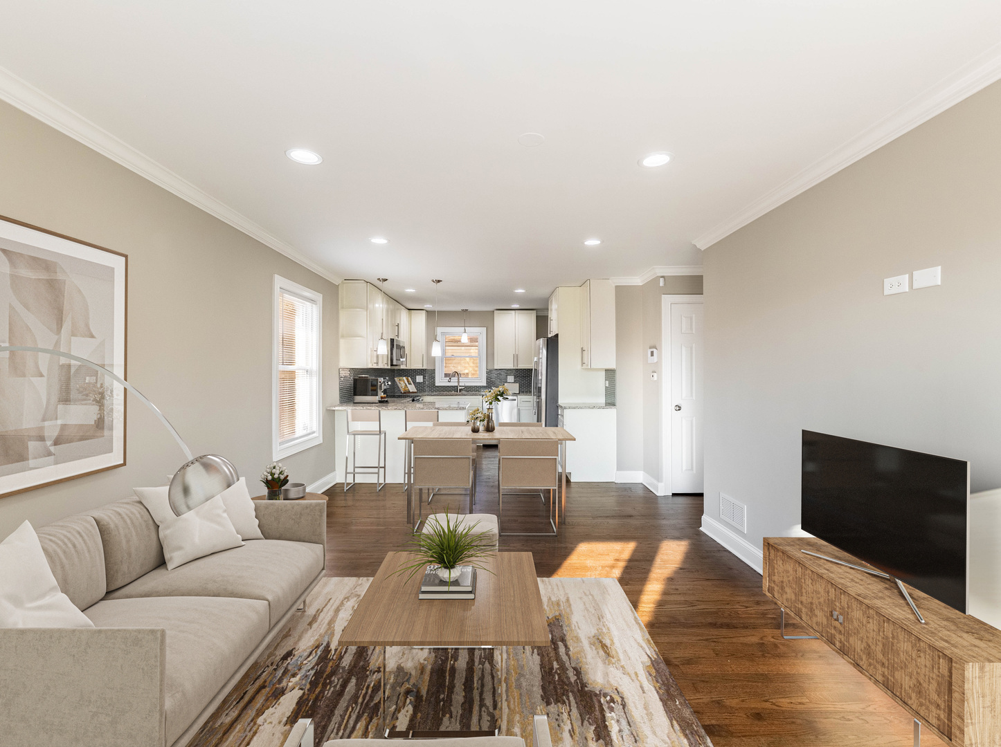 7914 South Troy Street Chicago, IL 60652 - Photo 2 of 35 a living room with furniture and a flat screen tv