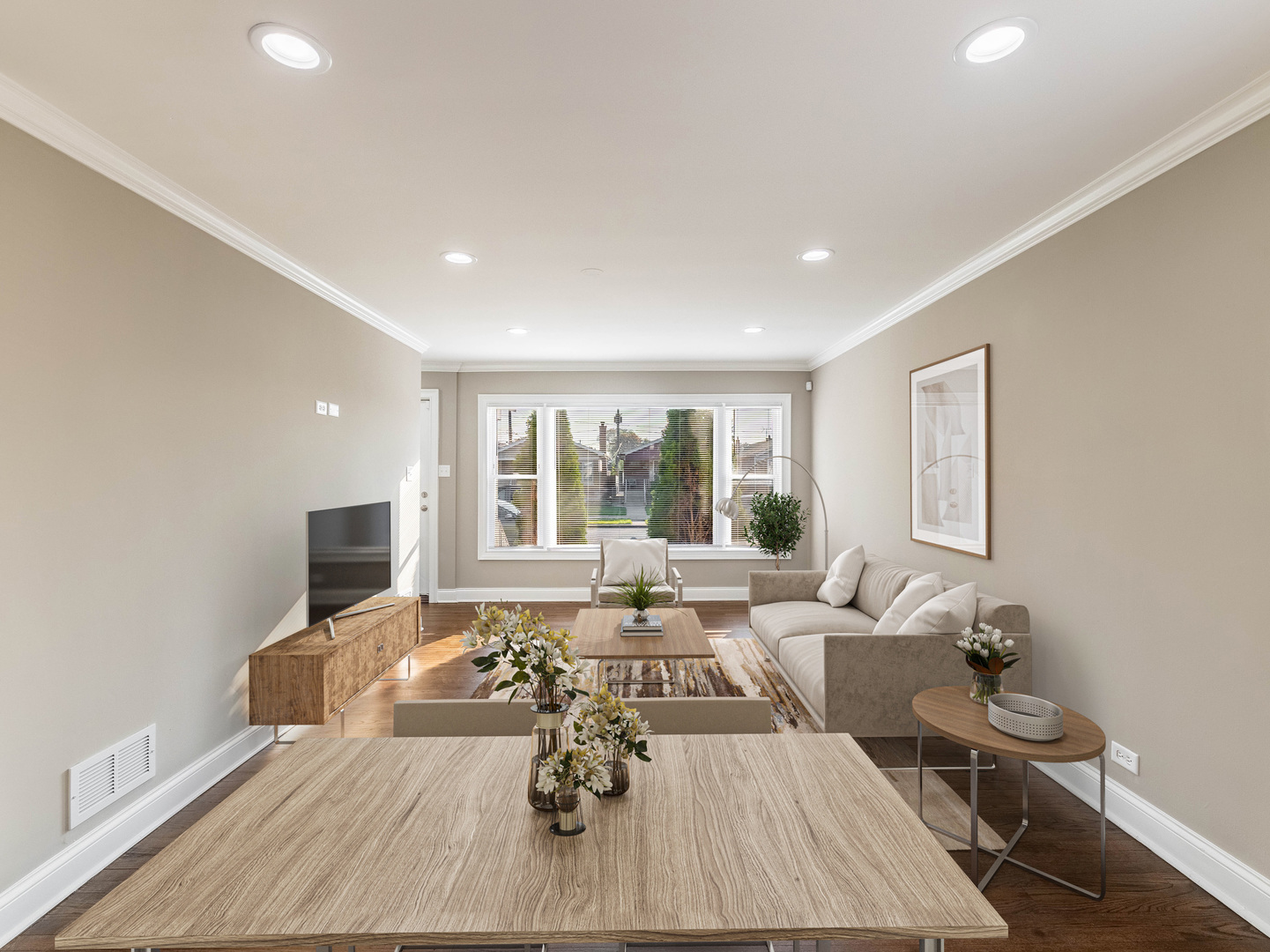 7914 South Troy Street Chicago, IL 60652 - Photo 3 of 35 a living room with furniture and a flat screen tv